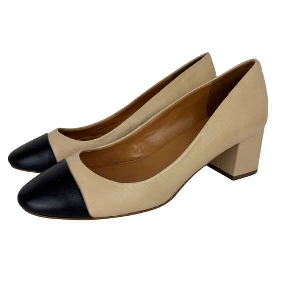 J. Crew Factory Bryn cap toe leather block heels 9.5 Old Money Preppy J6887 - Picture 1 of 10